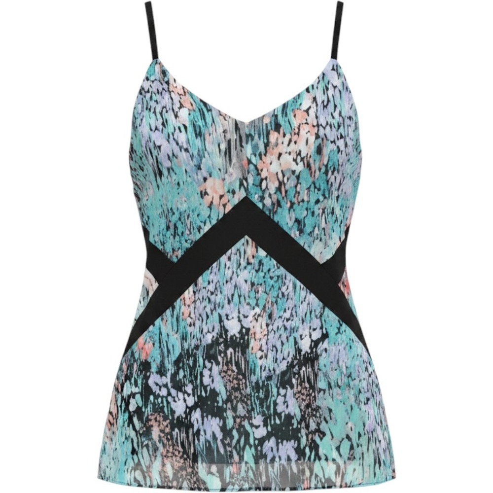 Studio Y Womens Abstract Print‎ Camisole Top Blue Purple Handkerchief Hem Large